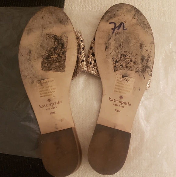 💫Kate Spade: Berlin Woven Leather Rose-Gold  Sandle - Picture 6 of 6